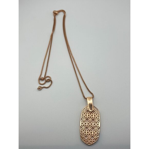 Kendra Scott Filigree Pendant Necklace - Rose Gold Tone - Picture 2 of 10